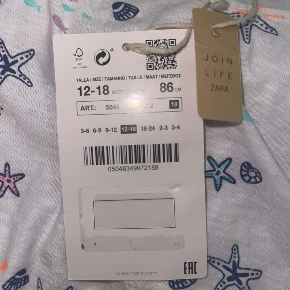 12-18 M Zara Baby Girl 'La Plage' Sea Print Sleeveless Cotton Tank Top - Picture 4 of 5